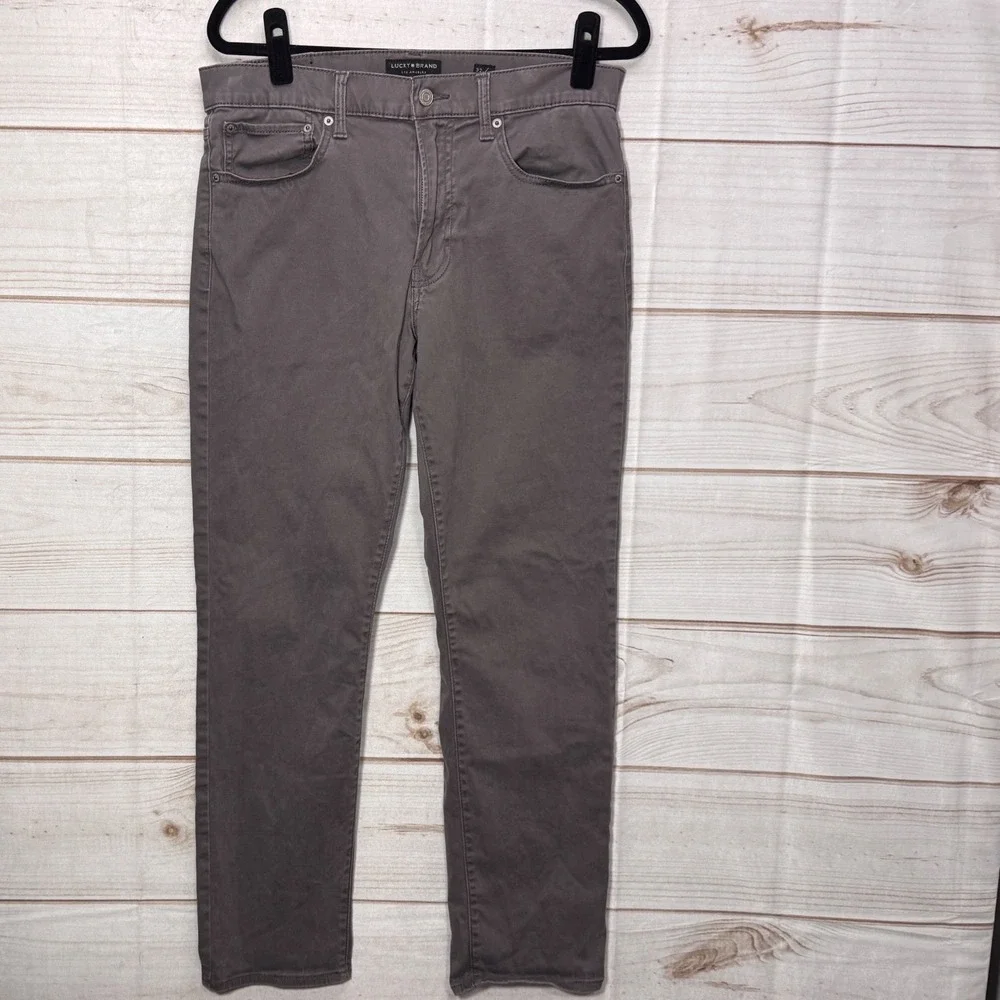 Lucky Brand 121 Slim Straight Mens Gray Pants 32x30 Charcoal Trousers